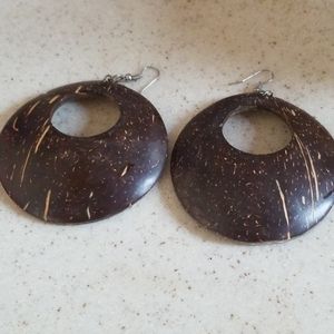 Coconut wood statement earrings
